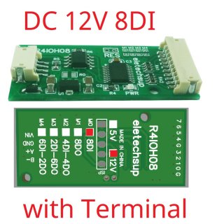 R4IOH08 12V 8DI Multipurpose RS485 Digital Input Output Module mini PLC IO Dilator DC 12V 24V for Arduino