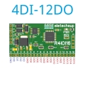 R4IOI16 4DI 12DO 16CH 5 IN 1 Modbus Rtu Digital IO Module RS485 NPN PNP DI-DO Pin Core Board Switching Input Output PLC HMI Remote IO Expanding