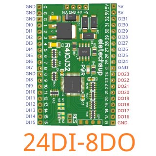 R4IOJ32 24DI 8DO Modbus Rtu Digital 5V 3.3V TTL IO RS485 2.54mm Pin Core Board