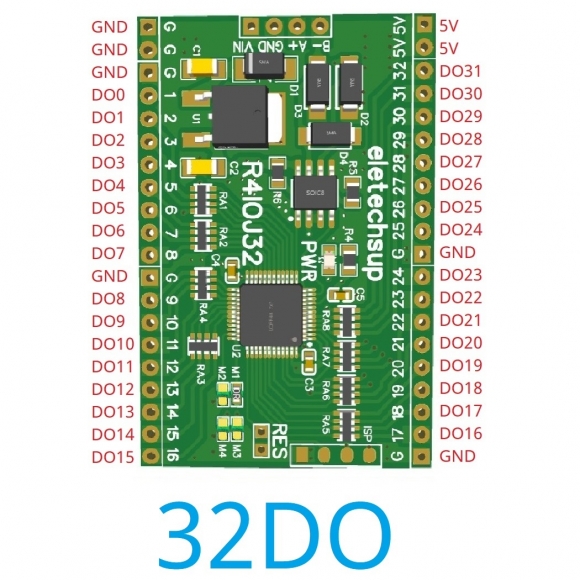 R4IOJ32 32DO Modbus Rtu Digital 5V 3.3V TTL IO RS485 2.54mm Pin Core Board