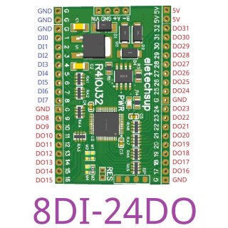 R4IOJ32 8DI 24DO Modbus Rtu Digital 5V 3.3V TTL IO RS485 2.54mm Pin Core Board