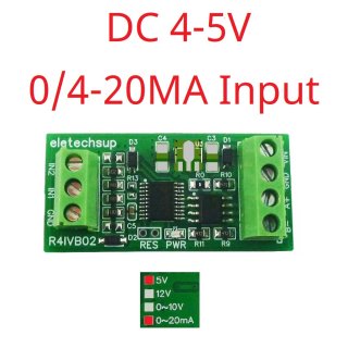 R4IVB02 Power 5V IN 0-20MA Low-Cost 2-AI Modbus RS485 Voltage Current 12Bit ADC Collection Module 4-20mA 0-10V PLC HMI Analog Remote IO Expansion Board