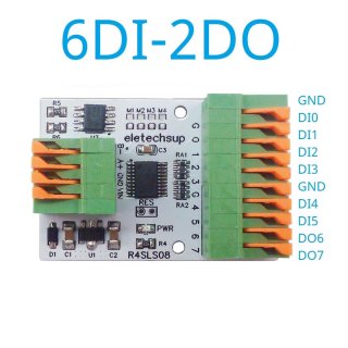 R4SLS08 6DI 2DO DC 12V 24V Quick Wiring Connector RS485 Modbus Remote IO NPN PNP DI-DO Module 141R Spring Terminal Block for Relay Smart Home