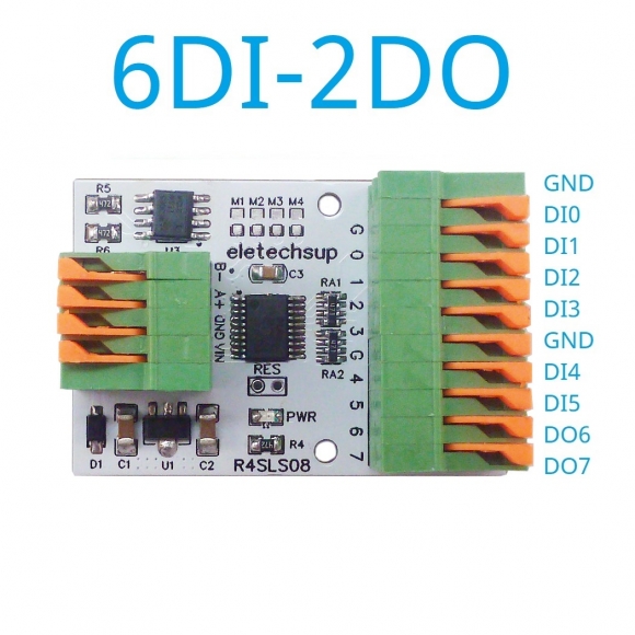 R4SLS08 6DI 2DO DC 12V 24V Quick Wiring Connector RS485 Modbus Remote IO NPN PNP DI-DO Module 141R Spring Terminal Block for Relay Smart Home