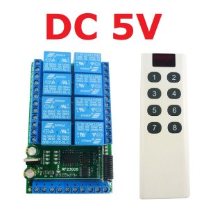 RF23G08 TB455 DC 5V/12V/24V 8CH 433.92M EV1527 Learning Code OOK ASK RC RF Remote Control Wireless Controller Kit