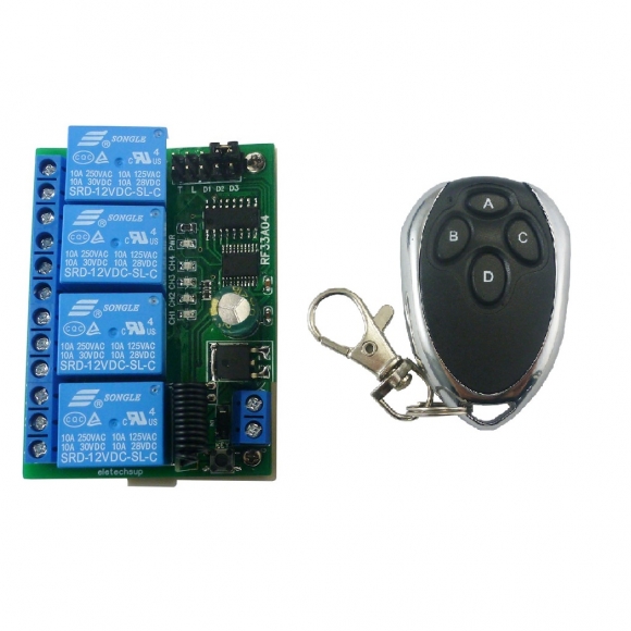 RC43A04 RF33A04 433M 4 Key Rolling Code Keeloq Controler HCS301 Rolling Code Keyfob Transmitter Board For Door Motor Garage LED
