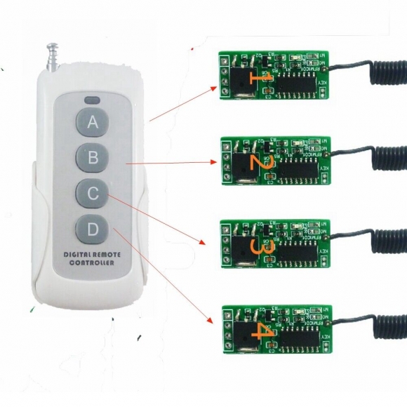 RFM1C01 TB420 1 Remote Control 4 Device 2A MOS RF ASK Wireless for 3.7V 7.4V 12.8V 14.8V 18V