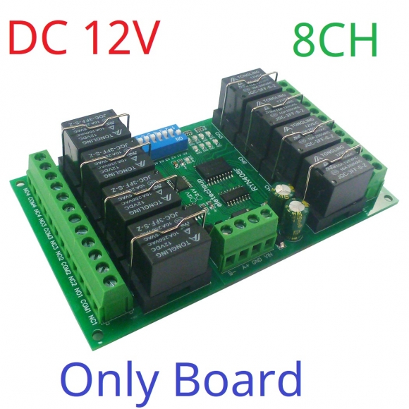 RYN408F 12V 8CH Relay Pluggable Modbus Remote IO Module Baud Rate Slave ID Dip Switch Selection Easy To Use Multi-function Switch Board