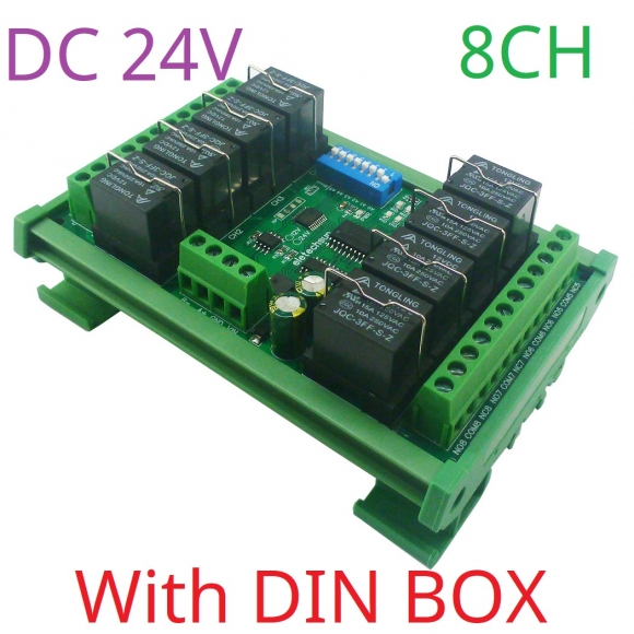 RYN408F 24V 8CH Relay Pluggable Modbus Remote IO Module Baud Rate Slave ID Dip Switch Selection Easy To Use Multi-function Switch Board