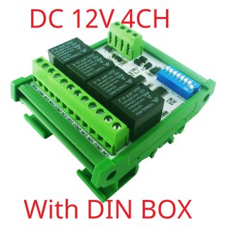 RYR404A with Din Rail Easy Setup12V 4 Channels Modbus Relay Board IOT RS485 Network PC UART Industrial Control Switch Module for PLC HMI TP PTZ