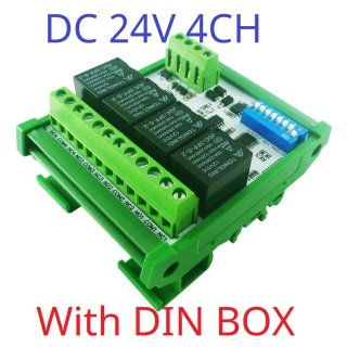 RYR404A with Din Rail Easy Setup 24V 4 Channels Modbus Relay Board IOT RS485 Network PC UART Industrial Control Switch Module for PLC HMI TP PTZ
