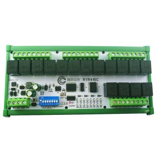 RYR416C With Din Rail Easy Setup 12V 16 Channels Modbus Relay Board IOT RS485 Network PC UART Industrial Control Switch Module for PLC HMI TP PTZ