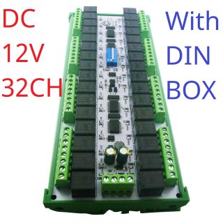 RYR432D With Din Rail Easy Setup 12V 32 Channels Modbus Relay Board IOT RS485 Network PC UART Industrial Control Switch Module for PLC HMI TP PTZ