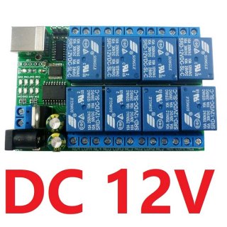 UD23A08 12V Multifunction USB RS232 TTL UART Relay Module 8CH PC MCU Control Switch For Motro LED PTZ PLC IPC