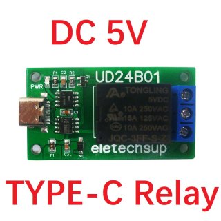 UD24B01 5V USB Relay DC 5V PC UART Serial Port SwitchTYPE-C USB TTL232 Relay Module For Arduino MEGA Raspberry PI